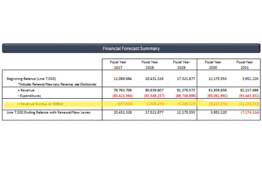 Financial forecast summary